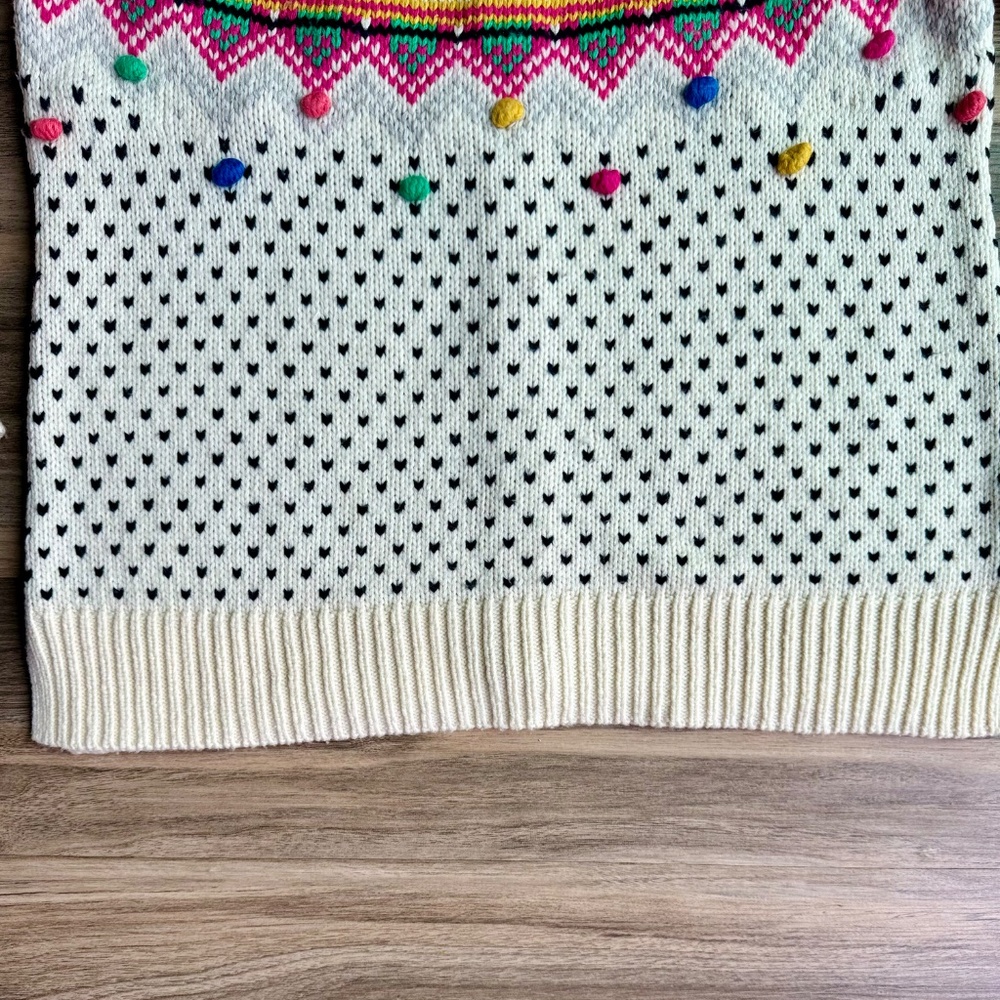 Talbots Multi-Colored Fair Isle Pom Pom Button Back Sweater Women's size M - Picture 7 of 12